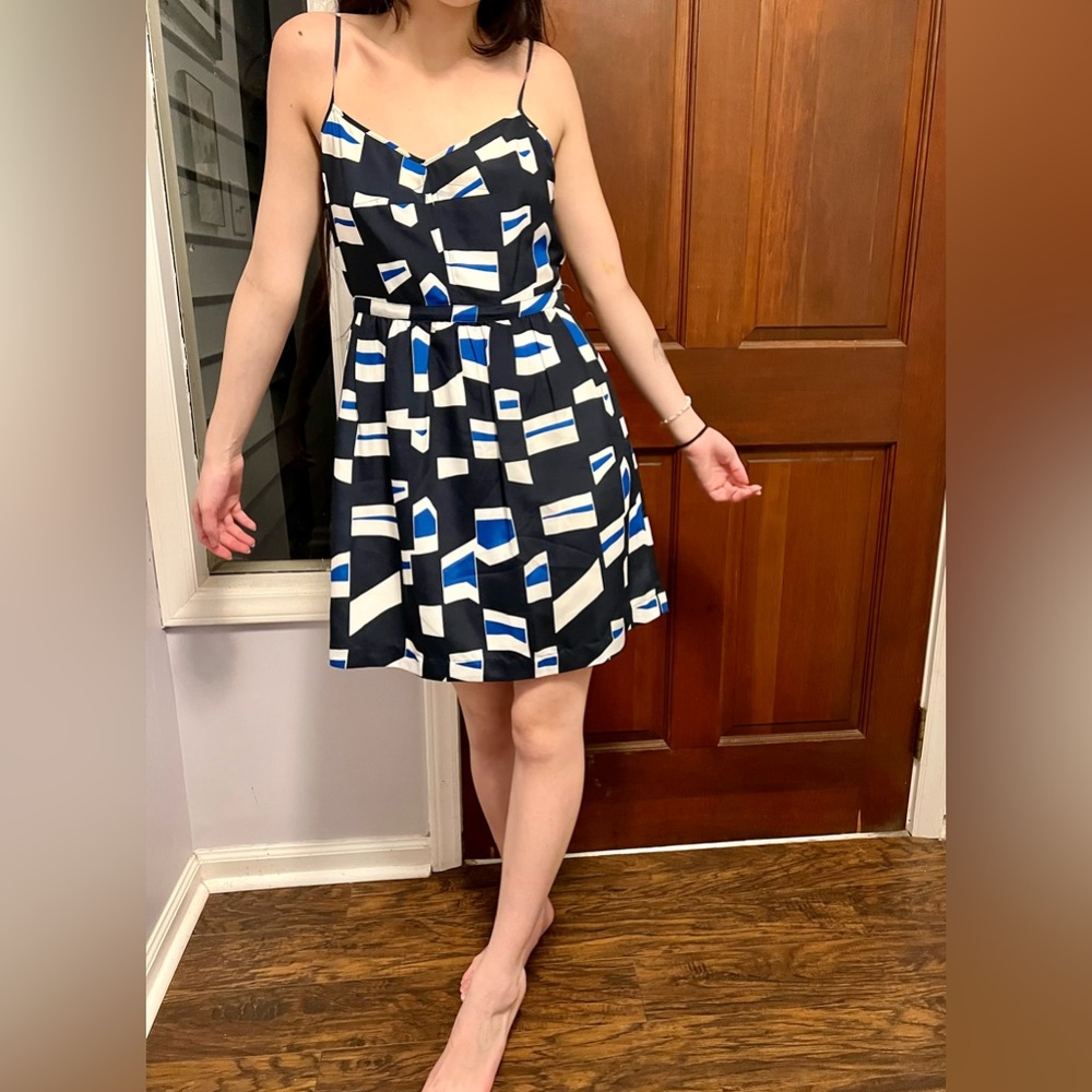 J. Crew size 4 geometric spaghetti strap lined slip style-dress